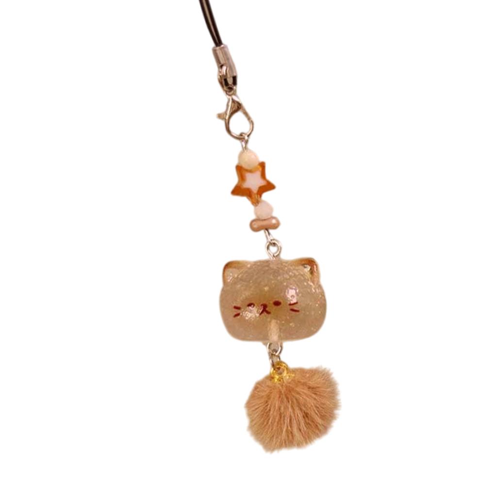 Cute Cat Key Lanyard Wrist Strap Phone Lanyard Cartoon Phone Charm Resin Texture Perfect for Bags Phones and Keys
