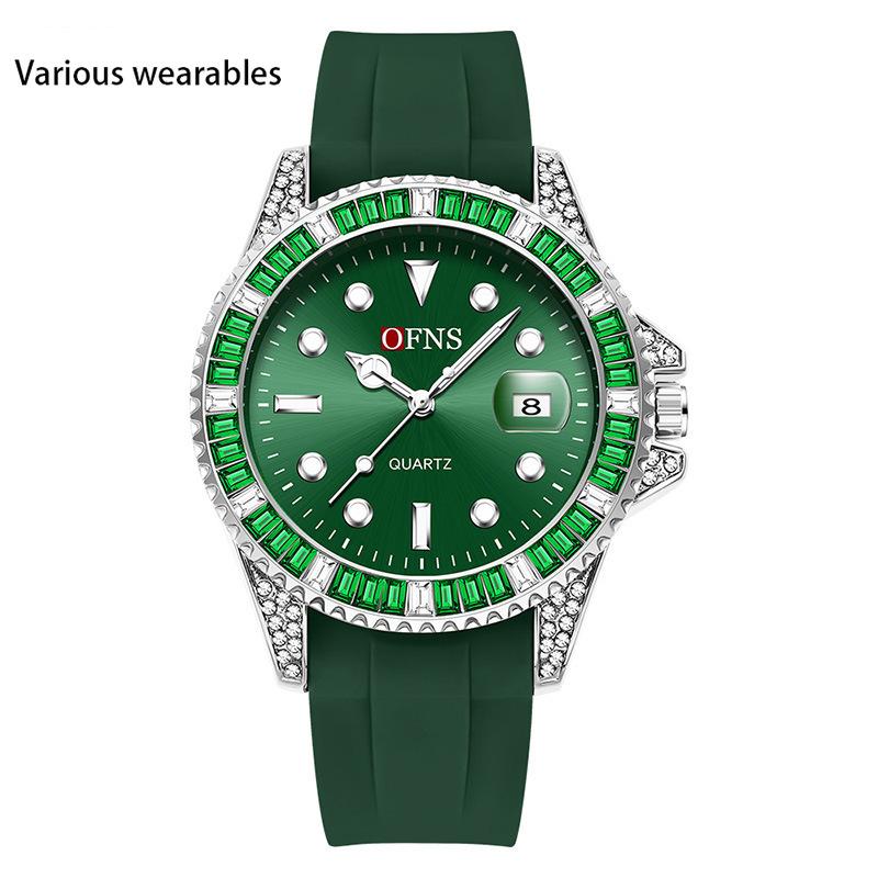 

Светящиеся зеленые кварцевые часы Water Ghost повседневные мужские часы с календарем из стального браслета