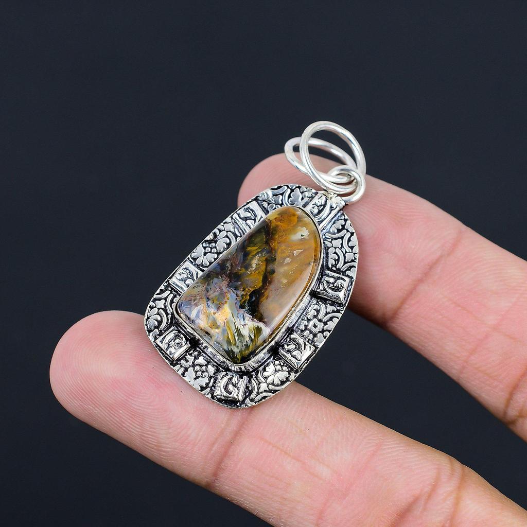 Natural Pietersite 925 Silver Daughter Art Deco Elegant Boho New Pendant Jewelry