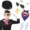 Pilot Cosplay Outfit Kit Kapitänsmütze Erwachsene Rollenspielausrüstung Eleganter Stewardess-Look für Festivalanlass