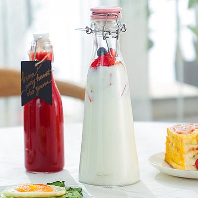 YOMDID Glass Wine Bottle Lemon Honey Jam Storage Bottle Empty Sealed Can Milk Fermentation Jar Portable Fruit Wine Flask For Bar