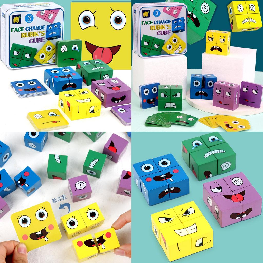 Wooden Logic Puzzle Toy For Children Face-changing Rubik's Cube Brain Training Game Educational And Fun