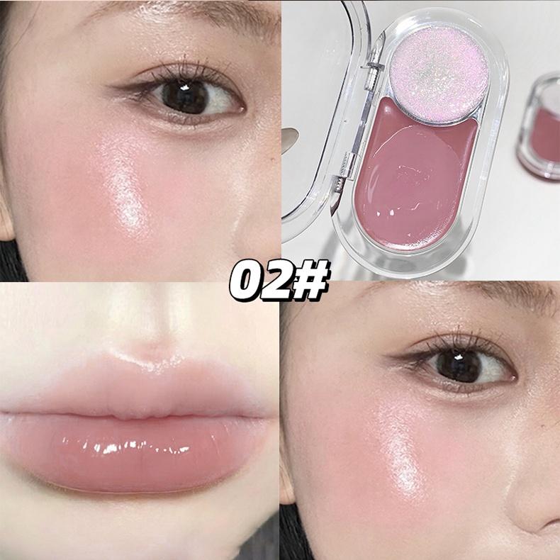 GEGE BEAR Glow-Blush Duo Stick 3.8g Cream-To-Pearl Dewy Flush & Highlighter 2-In-1 Portable Bear Case