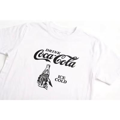 Cotton Coca-Cola Short Sleeve T Shirt Unisex Summer Casual Top Round Neck Print Soft Bold Pattern Comfortable Shirt