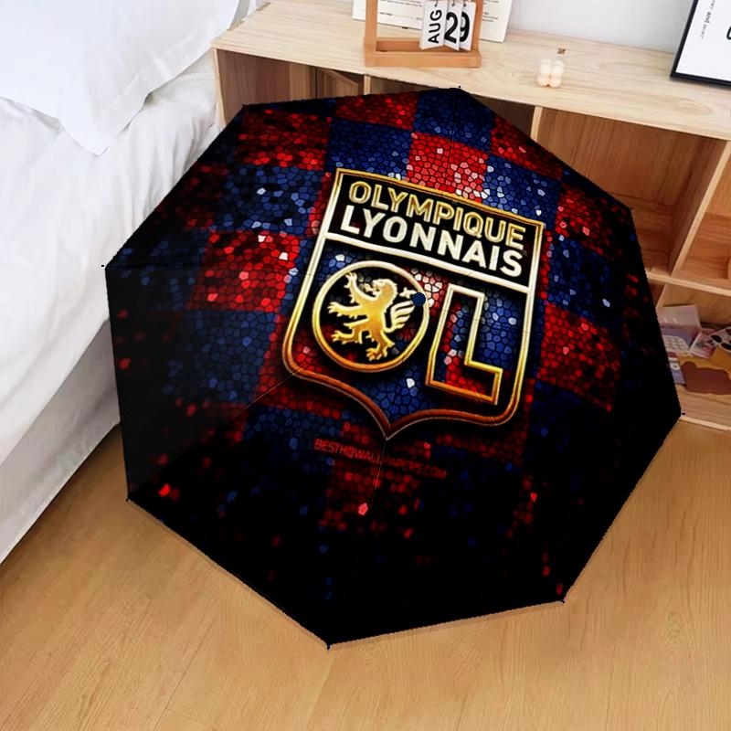 1PC Lyon Football Crest Design Printed Umbrella Folding umbrella, automatic umbrella 8-Frame for Travel, camping Fan gifts Christmas Gifts