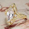 Huitan Graceful Chic Rings for Engagement Charming Trendy Bright Marquise CZ Party Jewelry for Women Exquisite Noble Accessories