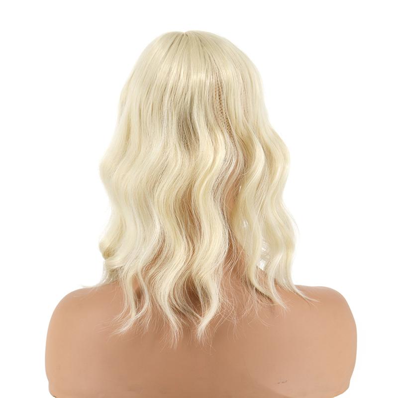 MERISIHAIR Women Natural Short Water Wave Hair Extensions Wig with Bangs Synthetic Fiber Hairpiece Suitable for Party Daily Use