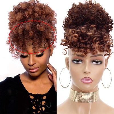 Synthetic Matte High Temperature Resistant Curly Short Bangs Wig With Hair Clip Cosplay Wigs For Women