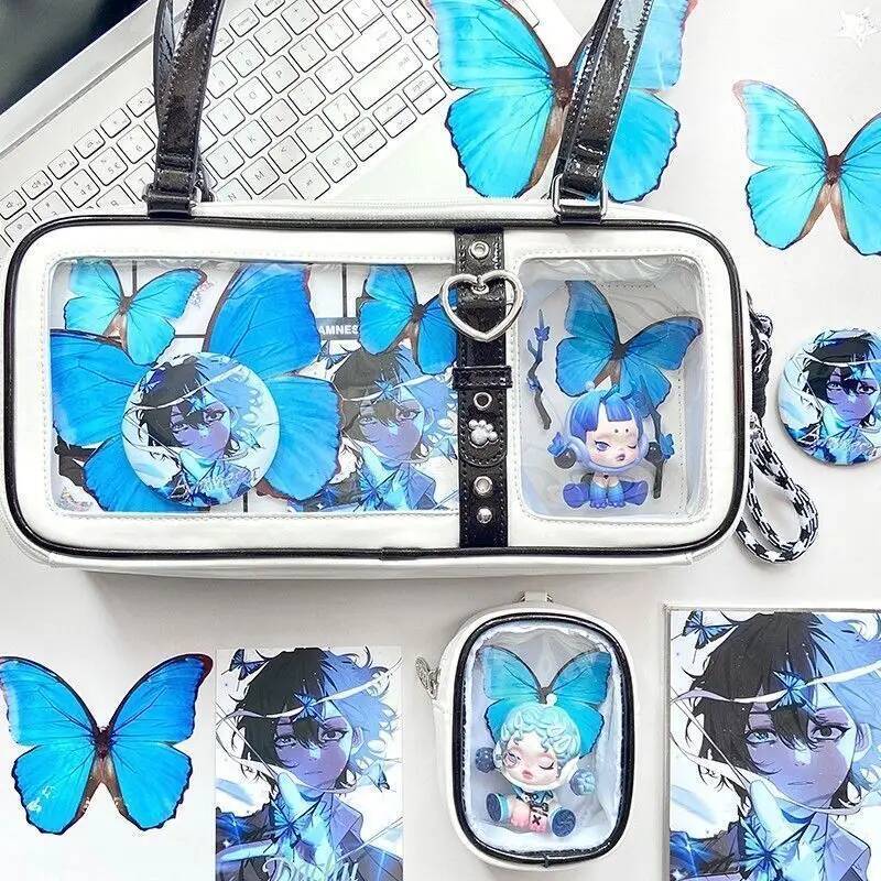Y2K New Original Design Ita Bag Fashion Women Shoulder Bag Sweet Girl Transparent Cosplay Handbag DIY Badge Display Underarm Bag