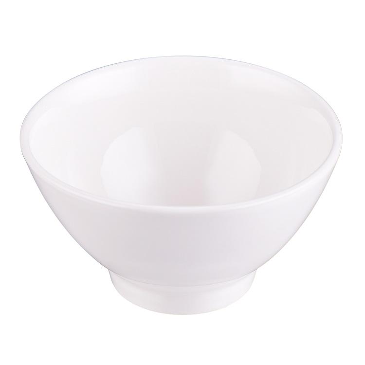 Pure White Ceramic Bowl: 5/5.5/6.5 Inch - High-Foot Salad, Instant Noodle, Fruit, Conical Hat, or Ramen Bowl