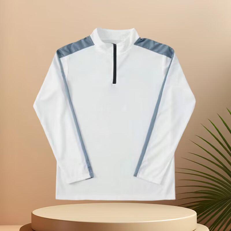 Men s Ice Silk Quick-Dry Striped Long Sleeve Sports Sun Protection Top Medium белый