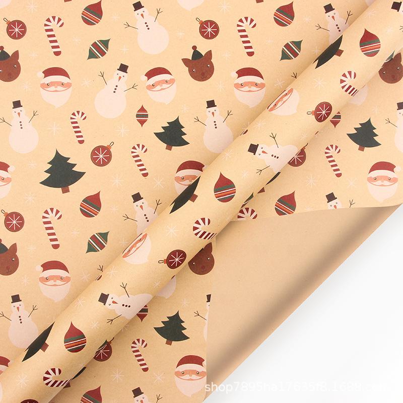 New Christmas gift wrapping paper, retro yellow kraft paper gift box packaging DIY paper