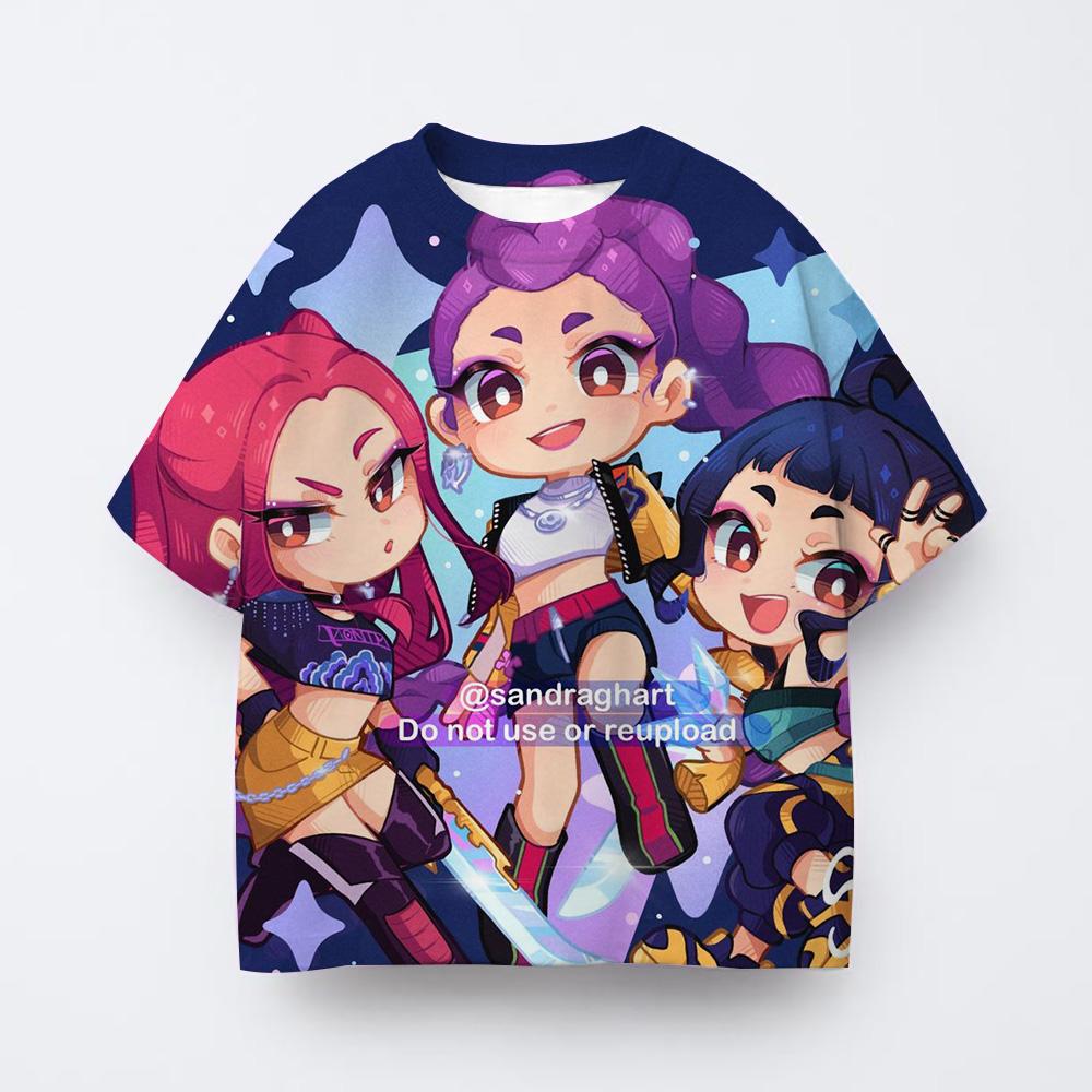 Summer Girl Clothes Kpop Devil Hunter Cartoon T-shirt Fun Gift for Fans Harajuku Cool Children's T-shirt Summer Top 2025