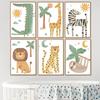 Cartoon Animals Posters and Prints Nordic Children's Room Decoration Animal Lion Elephant Canvas Painting Baby Nursery Wall Art
