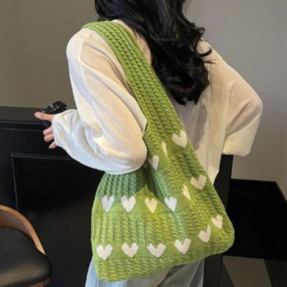 New ArrivalS Open Run Women S Heart deSign Large Capacity Knit Shoulder Bag