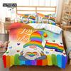 Rainbow Heart Duvet Cover King Size Multicolor Pride Bedding Set Microfiber For Boys Girls Room Decor Special Day Culture