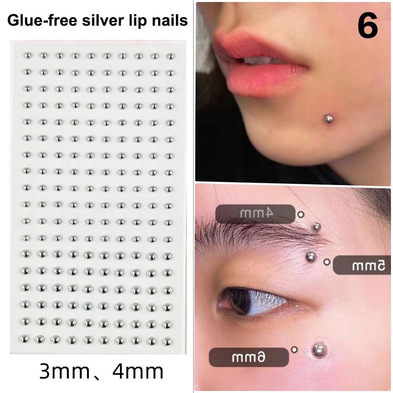 1 Blatt Nicht-Piercing Lippen-Nagel-Aufkleber Selbstklebend Wasserdicht Wiederverwendbar Falscher Lippen-Nagel Augenbrauenring Körper Bauchnabel Schmuck