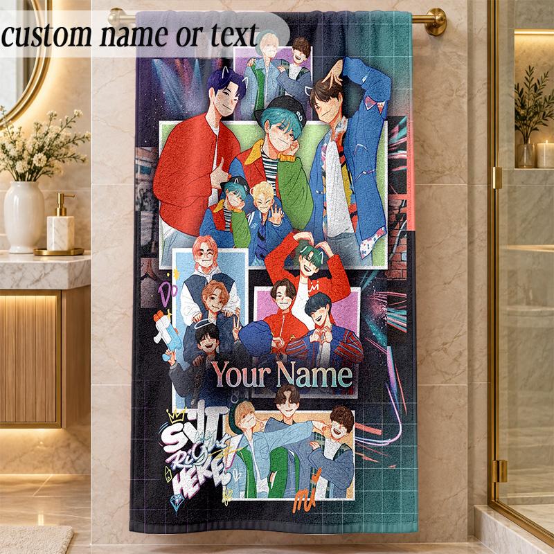 Beach TowelSEVENTEEN Custom Name Text Personalized Soft Towel for Beach Pool Indoor Home Decor Gift