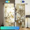 2 peças elegantes e puras flores de magnólia brancas impressas cortina para decoração de casa - tratamento de janela de bolso de haste para quarto, escritório