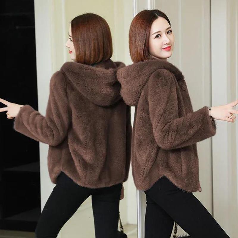 

Двустороннее флисовое и утолщенное пальто из кораллового флиса, осенне-зимняя свободная теплая толстовка в корейском стиле с капюшоном, женская куртка из овечьей шерсти на молнии M