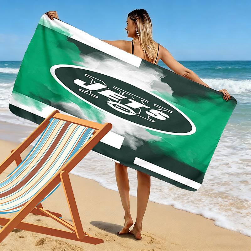New York Jets Print Beach Towel, Large Soft Quick Dry Towel for Beach Camping Swimming