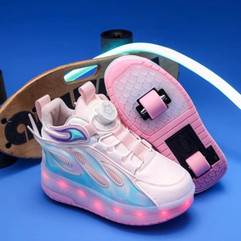 Dětské dvoukolečkové otočné tlačítko LED dobíjecí svítící kolečkové brusle dvouřadé boty Heelys kolečkové brusle boty