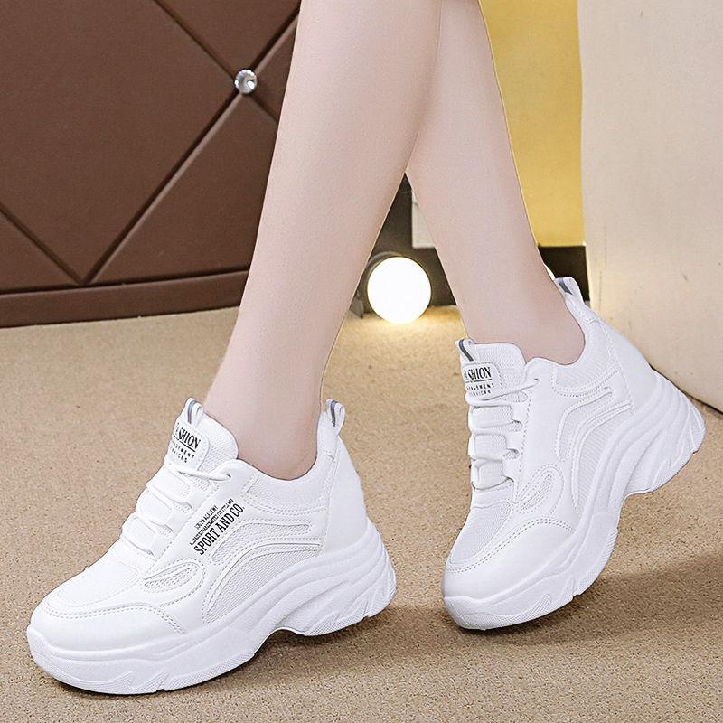 Autumn Mesh New Ins Women's Travel Shoes Sports Shoes Breathable and Versatile To Increase Height and Show Feet Little Dad Shoes