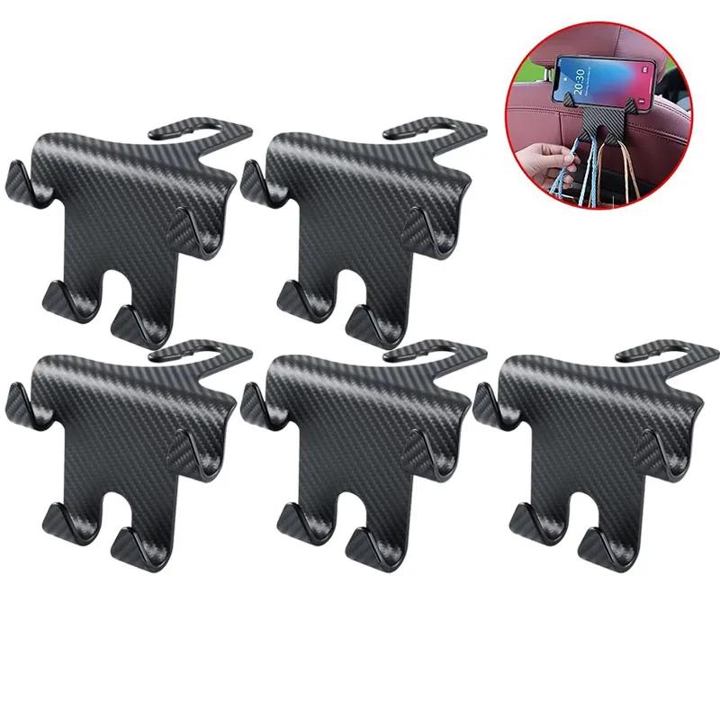 1/2/3/4/5Pcs Car Seat Headrest Hook 4 Pack Hanger Storage Organizer Universal For Handbag Purse Coat Fit Universal Vehicle