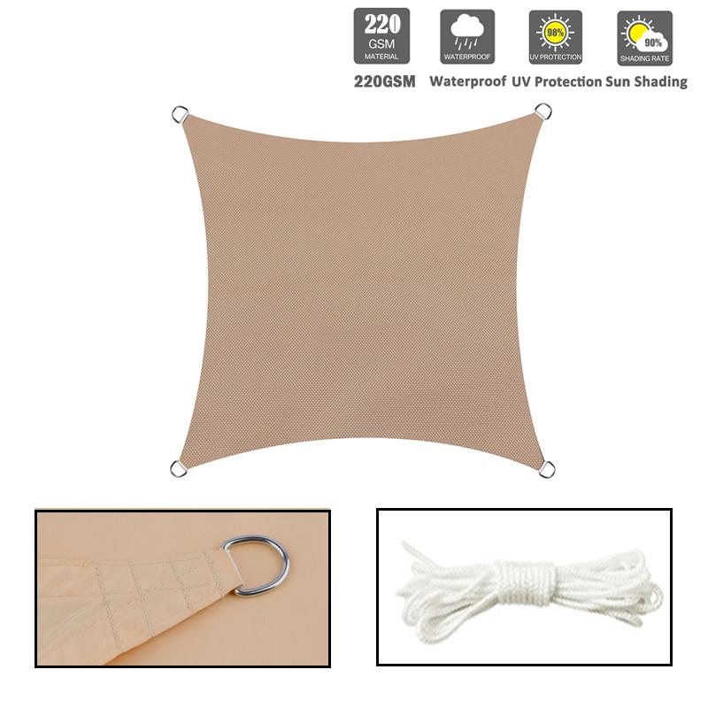 300D Coffee Outdoor Awning Waterproof Rectangle Sunshade Sail Beach Camping Sun Shelter Tent Backyard Pergola Sun Shade Canopy