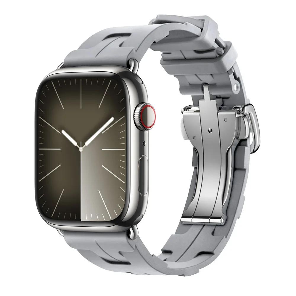 Con Logo Kilim Cinturino in Silicone a Giro Singolo Cinturino per Apple Watch 46mm 42mm Cinturino per Iwatch 11 10 9 8 Ultra3 49mm 45mm 38mm Cinturino per Orologio