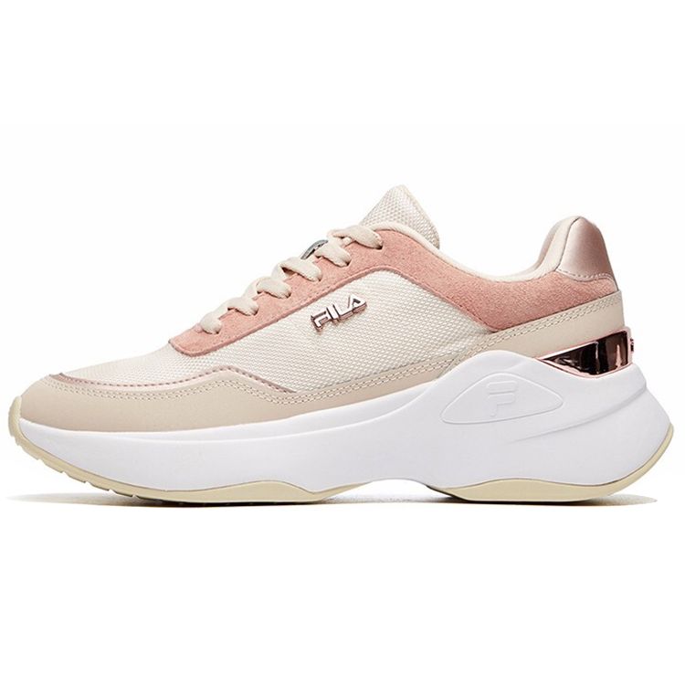 FILA Fabric Synthetic Leather Retro Shock Absorbing Wear Resistant Low Top Casual Shoes Women sneaker Nude-Pink F12W114208FLR