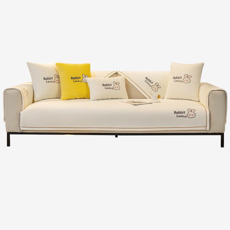 Plush Cartoon Sofa Cushion - Non-slip, Thickened Autumn/Winter Cover 2026