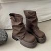 Queen Fan Small Versatile Platform Martin Boots Women's 2025 New Summer Height Increasing Merard Short Boots