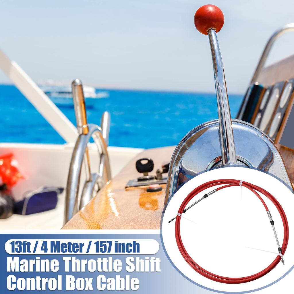Motoforti Marine Throttle Shift Remote Box Cable, Type 3300/33C, Compatible with Yam Aha Outboard Motor Steering Systems, Red, 4 Meters Long, 1 Piece
