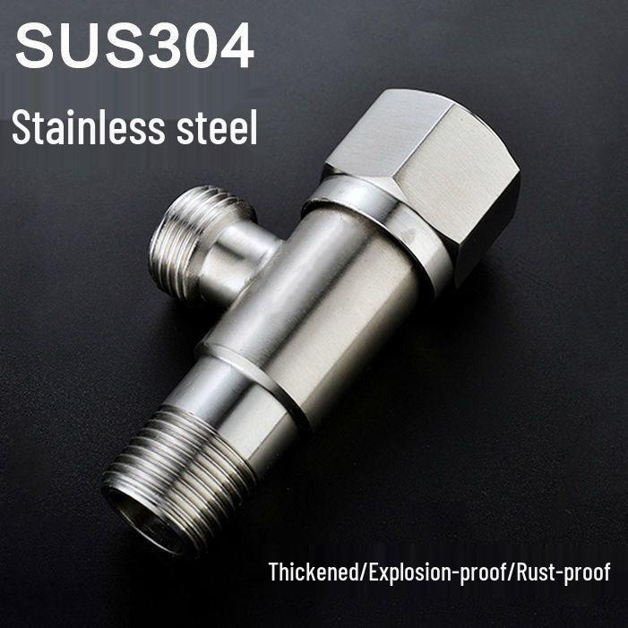 304 Stainless Steel Angle Valve for Cold/Hot Water, Universal 4-Point Household Stop Valve for Water Heaters and Toilets
