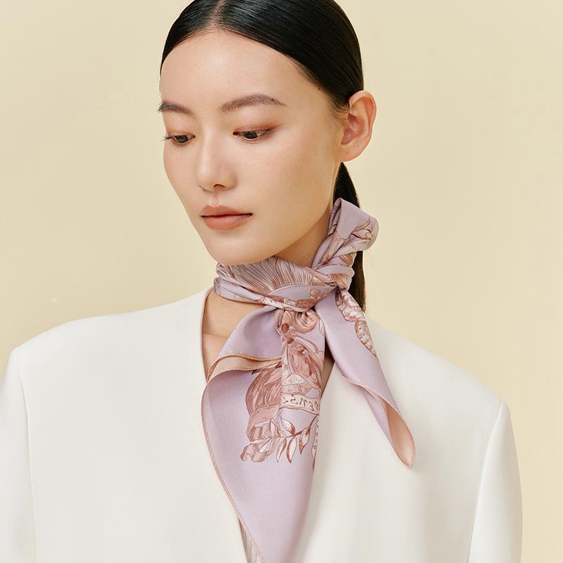 Wan Shi Li Spring Collection: Colorful Butterfly Silk Scarf – Real Mulberry Silk Twill, Double-Sided, Square, Perfect for Spring/Summer.