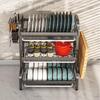 Multi-functional Stainless Steel Kitchen Bowl and Dish Storage Rack with Chopsticks Holder