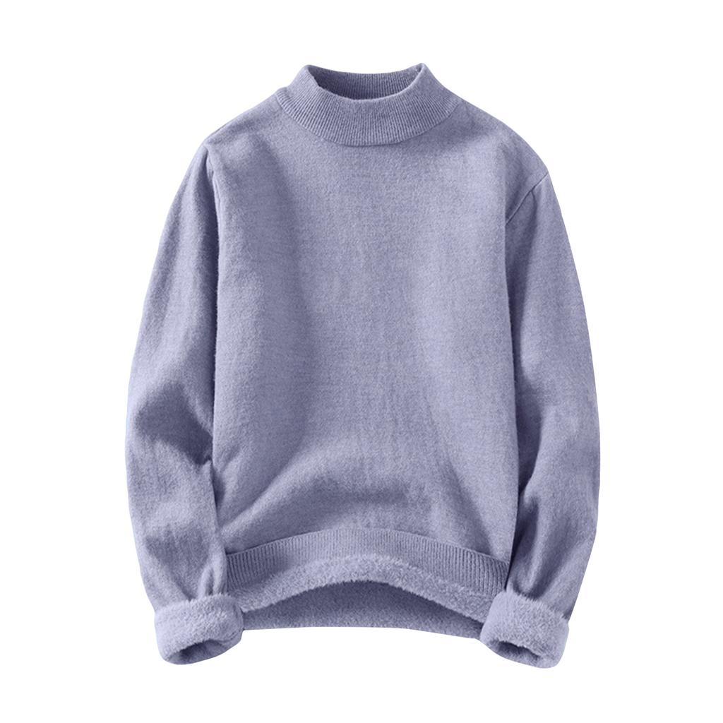 Herregenser i ensfarge med plussfleece Strikket genser Herre Casual Plussfleece Underskjorte