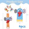 Baby Wrist Rattles Socks and Foot Finder Toy Set, 4-Piece Newborn Learning Toys for 0-12 Months Boys Girls, Baby Shower Birthday Gift