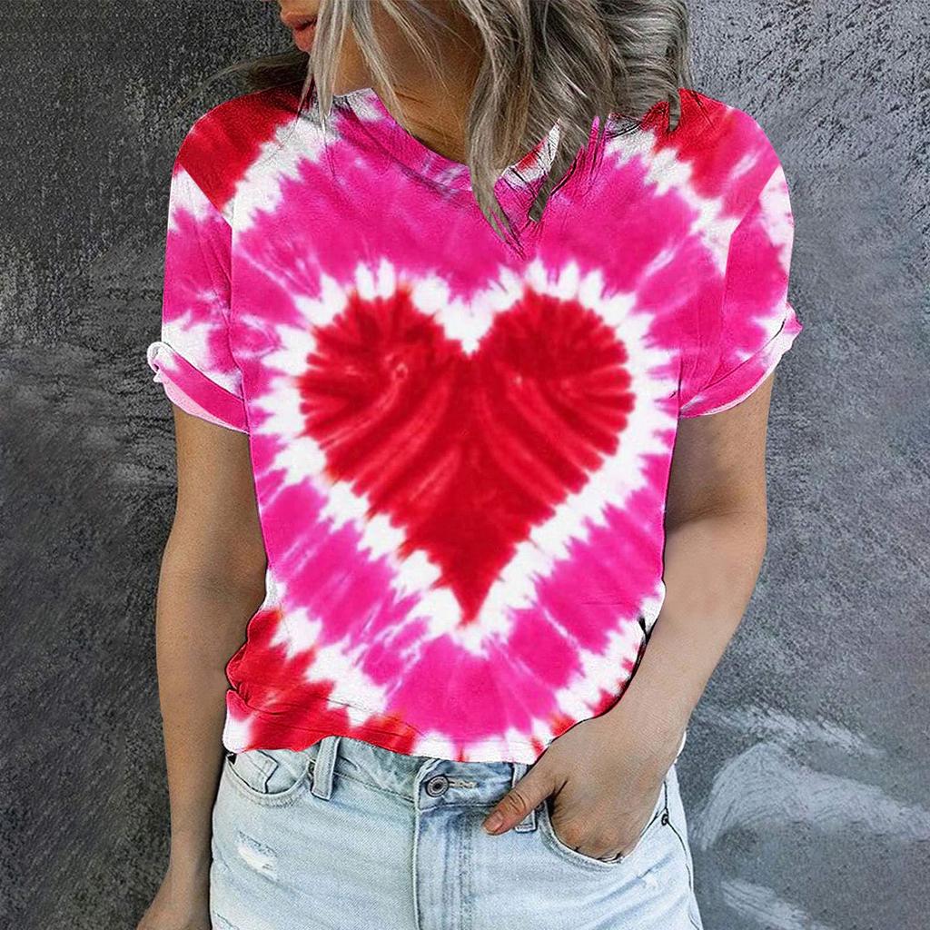 2023 Grenzüberschreitendes Sommer Herren Rundhals Kurzarm T-Shirt Liebe Damen 3D T-Shirt Digitaldruck Kurzarm Top