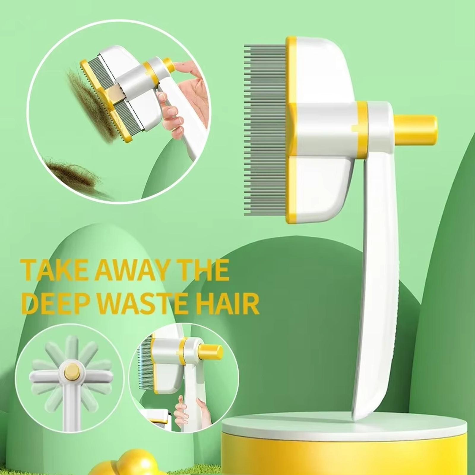 

2 шт. Маленька щітка для домашніх тварин з обертовою головкою, інструмент для видалення шерсті з кнопкою скидання, самоочисна, щітка для догляду за короткошерстими дрібними тваринами, собаками one size жовтий