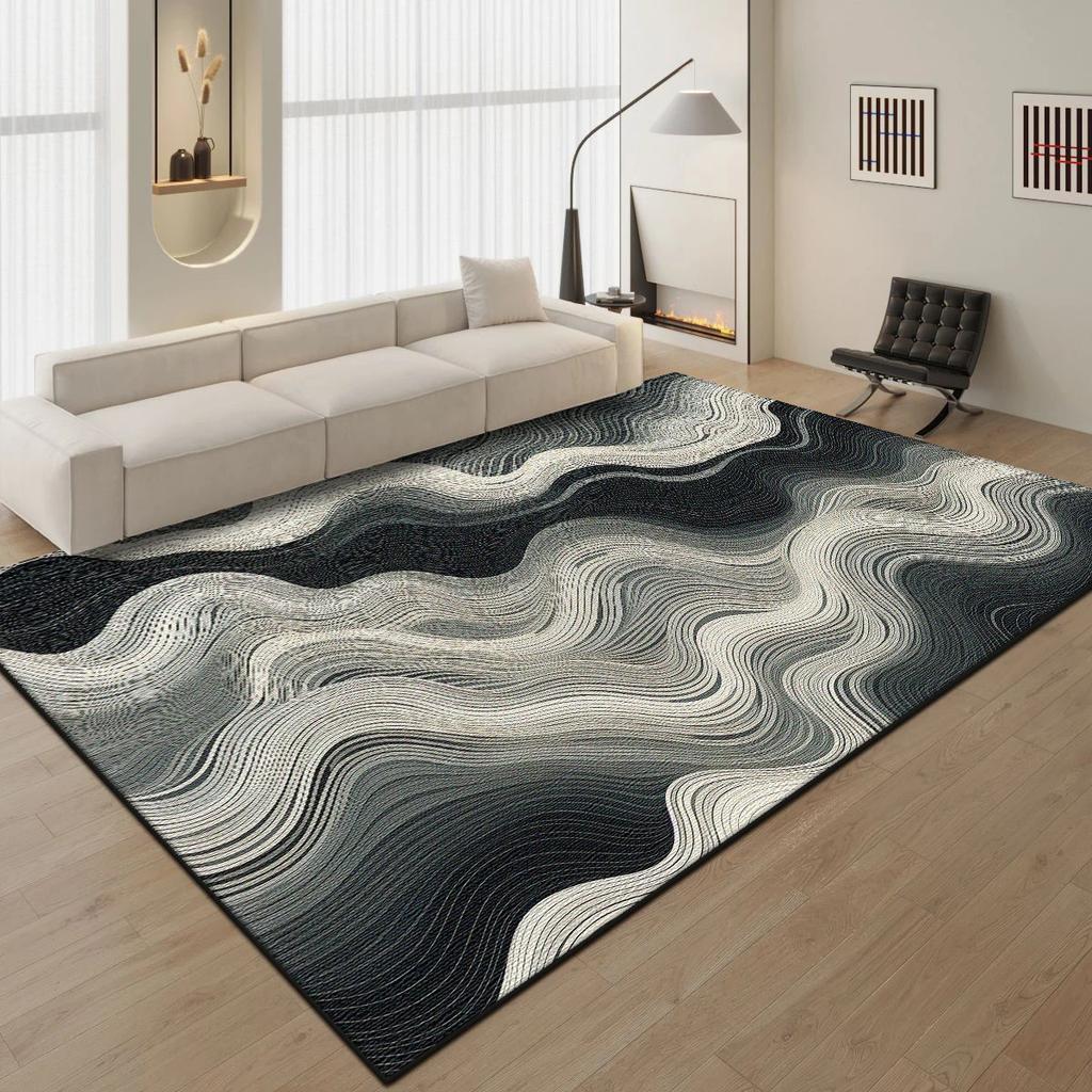 Modern Blue Minimalist Area Rug Oversized Non-Slip Carpet for Living Room Bedroom Bedside Floor Mat Home Decor