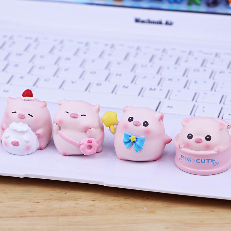 Happy Pig Mini Ornament - Cute Desk and Car Console Decoration