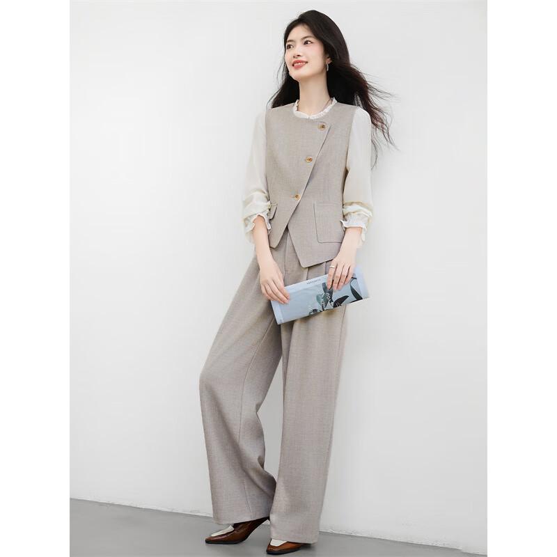 Women's Wool Blend Vest & Long-Sleeve Suit Set