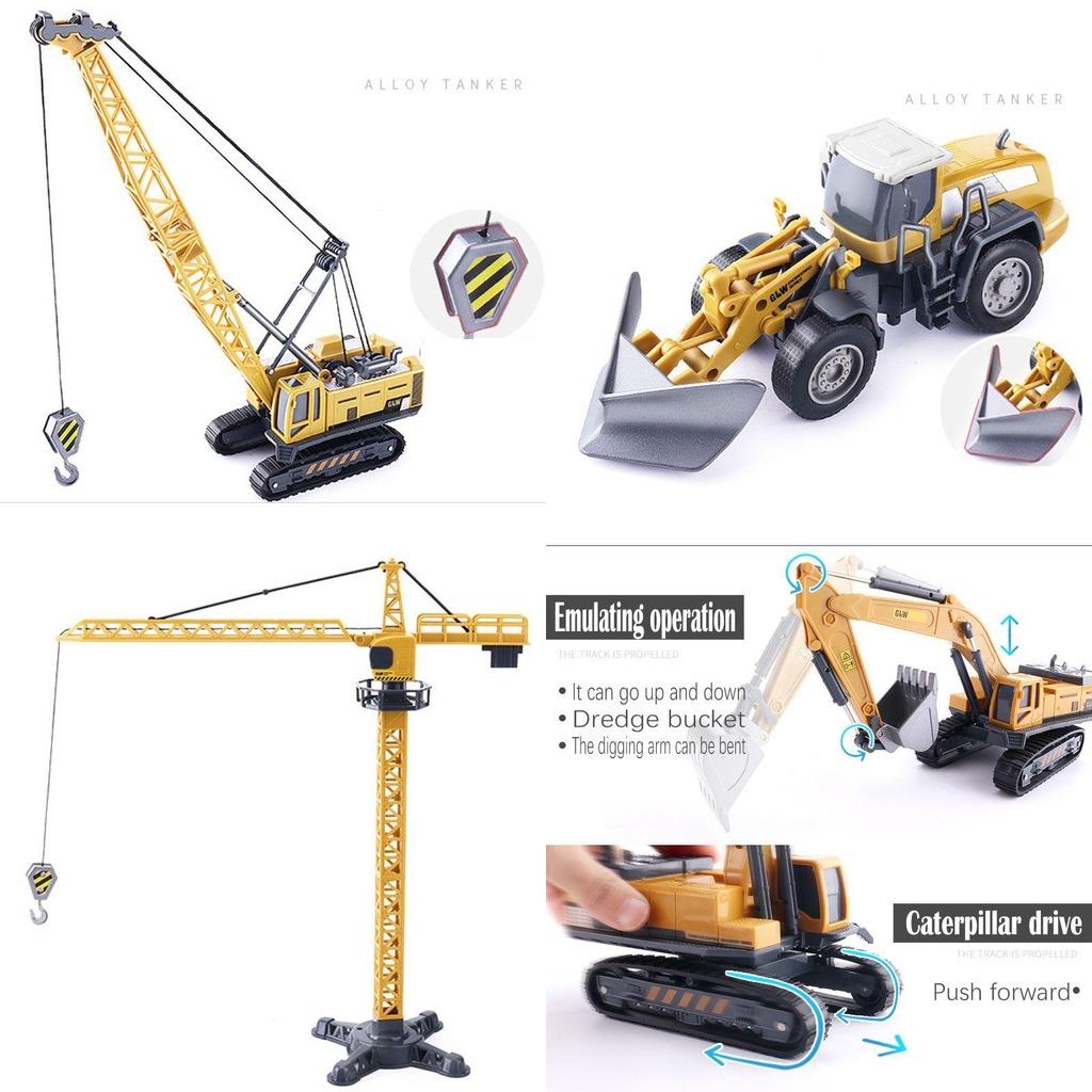 Classic Simulation Alloy Engineering Car Model Toy Set For Kids With Excavator