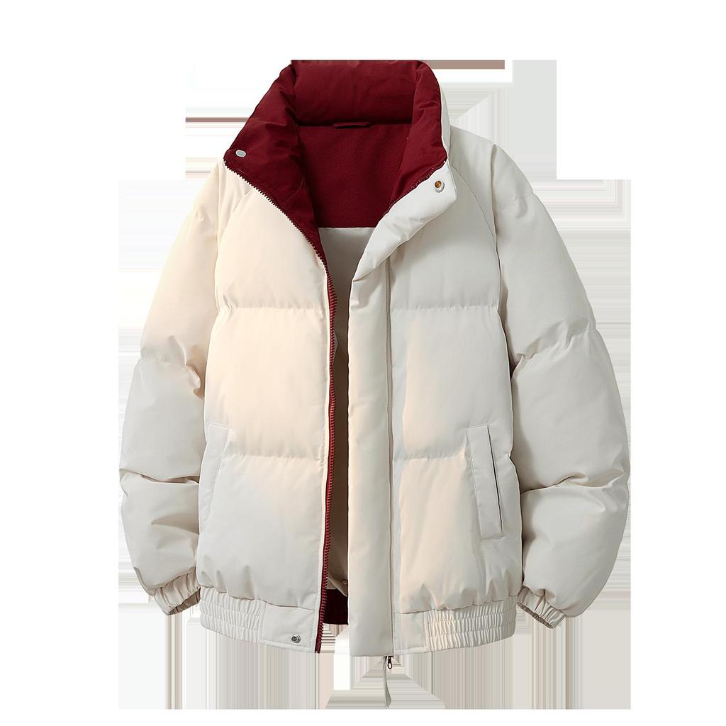 Color Block Stand Collar Cotton Padded Jacket – Warm, Casual, and Versatile Winter Coat