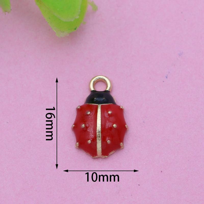 10Pcs Gold Plated Red Enamel Ladybug Charm Pendant For Jewelry Making Bracelet Necklace Diy Accessories Craft Findings 16X10Mm