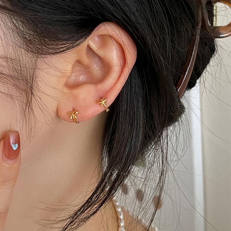 Minimalistischer Ohrschmuck Schlichtes Schmetterlingsknoten-Accessoire Schleife Ohrclips Y2K-Stil Schleifenknoten Stecker Accessoires