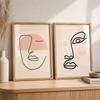 Abstract Line Wall Art, Fashion Women Face Wall Art, Minimalist Canvas Painting Poster Prints Bedroom Living Room Wall Decor