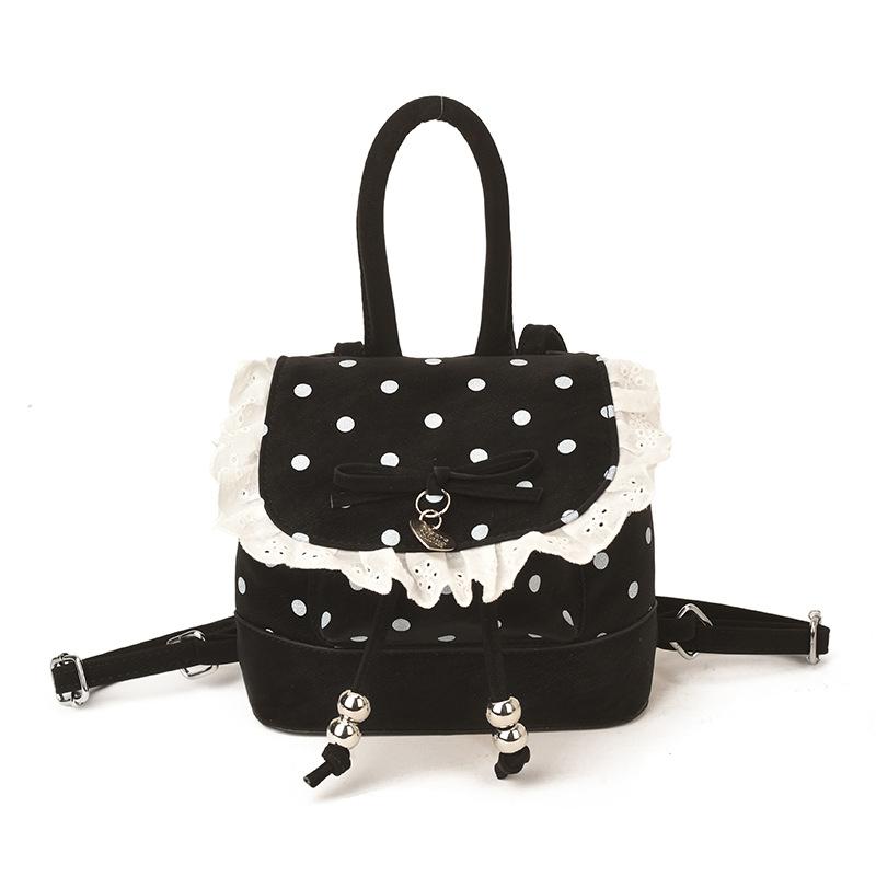 Zaino1011 nuovo carino pizzo pois zaino femminile senmeng alla moda moda semplice fiocco borsa a mano zaino